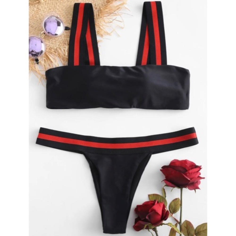 Zaful Striped Strap Bikini